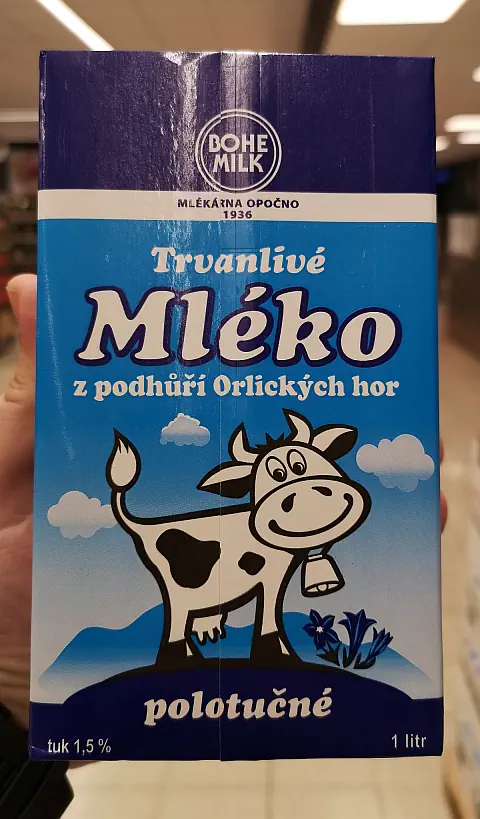 Trvanlivé mléko z Orlických hor polotučné